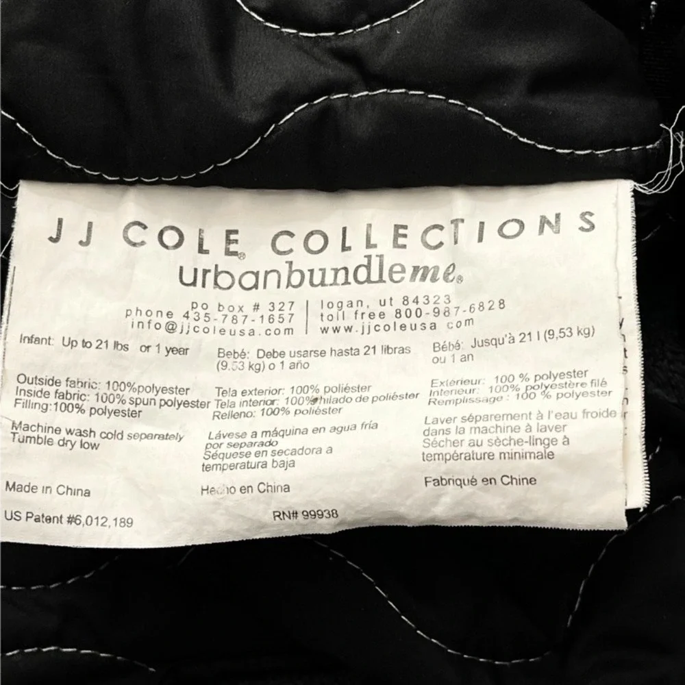 JJ Cole Bundle Me Car Seat Stroller Bunting Bag Black‎ Wind Water Resistant